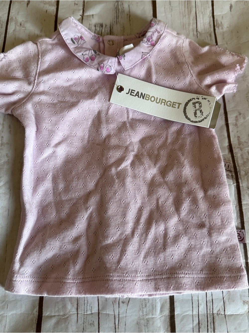 Jean Bourget lavender blouse pointelle 3m nwt